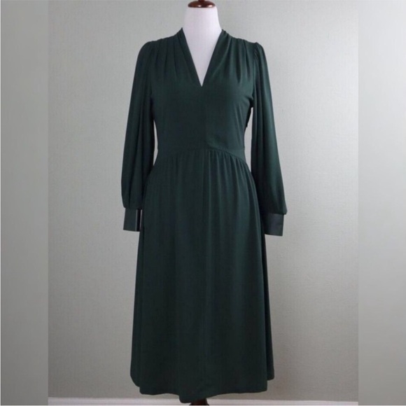 NWT Soft Surroundings Dark Green Long Sleeve Dress - Picture 5 of 9